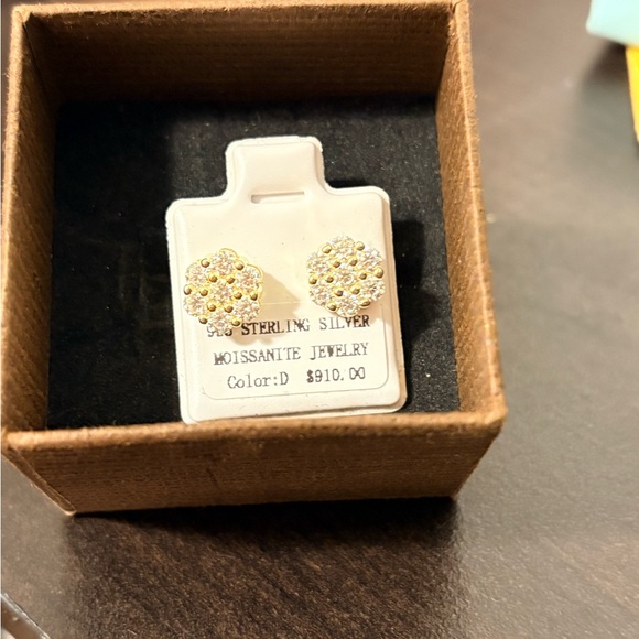 Moissanite Jewelry Sterling Silver Earrings - Picture 3 of 3